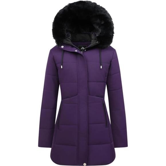 Women's Winter Puffer Coat Jacket Waterproof Purple - Picture 1 of 4